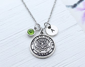 US Army Charm Necklace, United States Army Jewelry, Personalized US Army Gift, Military, Veteran, Gift for US Army