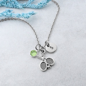 Tennis Necklace, Personalized Tennis Charm Jewelry, Tennis Coach Gift, Gift for Tennis Player, Tennis Gift, Initial Necklace, Sports