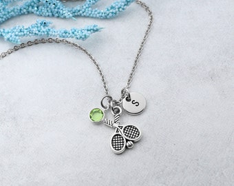 Tennis Necklace, Personalized Tennis Charm Jewelry, Tennis Coach Gift, Gift for Tennis Player, Tennis Gift, Initial Necklace, Sports