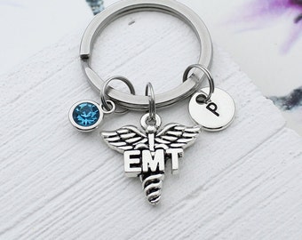 Personalized EMT Charm Keychain, Emergency Medical Technician Charm Key Chain, Nurse Charm Accessory, Gift for EMT, Emt Graduation Gift