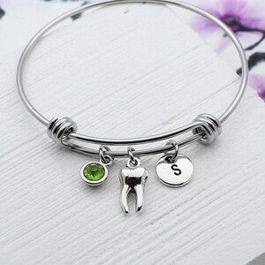 Dentist Bracelet, Dental Charm Bangle, Dentist Tooth Gift, Personalized Dental Assistant Charm, DH Charm Jewelry, 3D Tooth Charm Bracelet