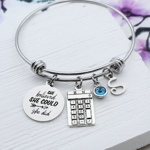 Gift for Accountant, Graduation Gift for Accountant, Calculator Bangle Bracelet, Accountant Gift, Accountant Accessory, Calculator Jewelry