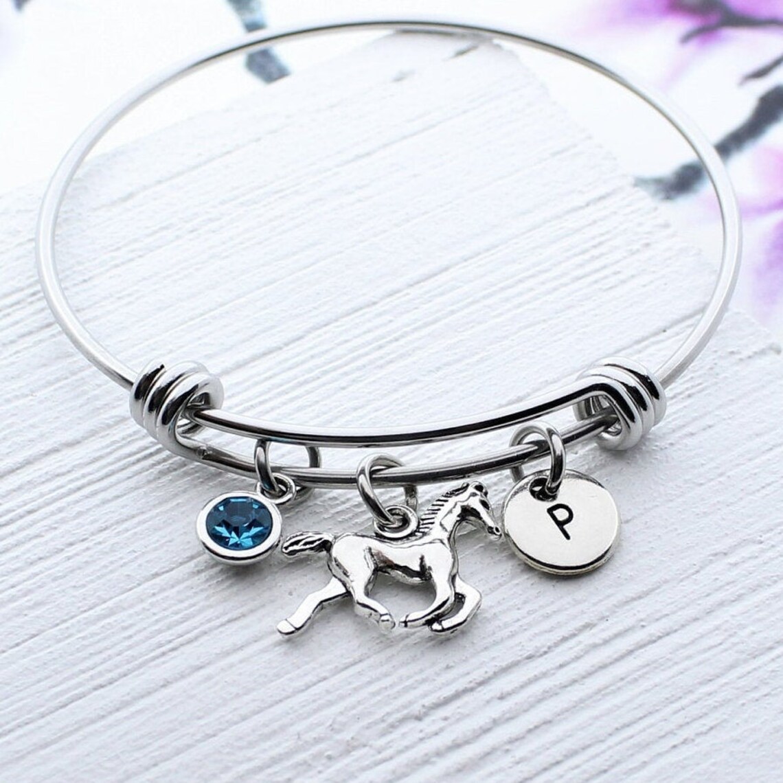 Horse Bangle Bracelet Personalized Horse Bracelet Pony Etsy