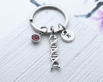 Gepersonaliseerde DNA Charm Sleutelhanger, DNA Charm Sieraden, DNA Charm Accessoire, Biochemie Gift, Wetenschapper Leraar Gift, Cadeau voor DNA, Laboratorium