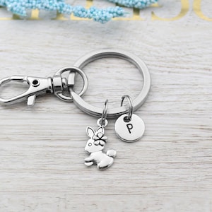 Rabbit Keychain, Personalized Rabbit Charm Keyring, Rabbit Charm Accessories, Bunny Charm Accessory, Rabbit Gift, Gift for Rabbit Lover