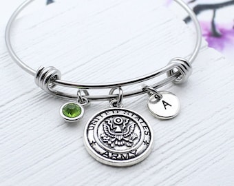 US Army Mom Jewelry, United States Army Gift, Army Charm Bangle Bracelet, Army Women Gift, Military Mom, Veteran, Army Woman Gift