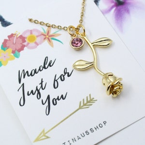 Rose Necklace, Rose Charm, Personalized Flower Rose, Garden Gift, Valentine&#39;s Day Gift, Romantic Gift, Girlfriend Gift, Anniversary Gift