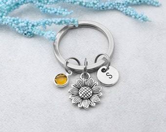 Sunflower Keychain, Personalized Sunflower Charm Keychain, Sunflower Charm Accessory, Birthday Gift, Bridesmaids Gift, Gardening Gift