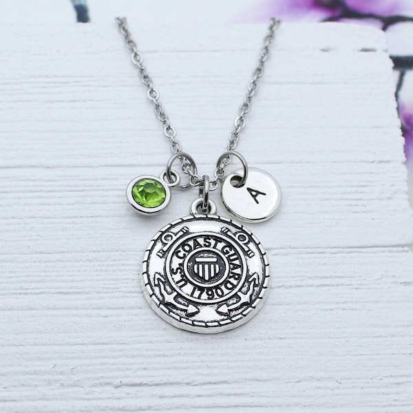 Personalized US Coast Guard Charm Necklace, United States Coast Guard Charm Jewelry, Military Necklace, Gift for Coast Guard, Veteran Gift