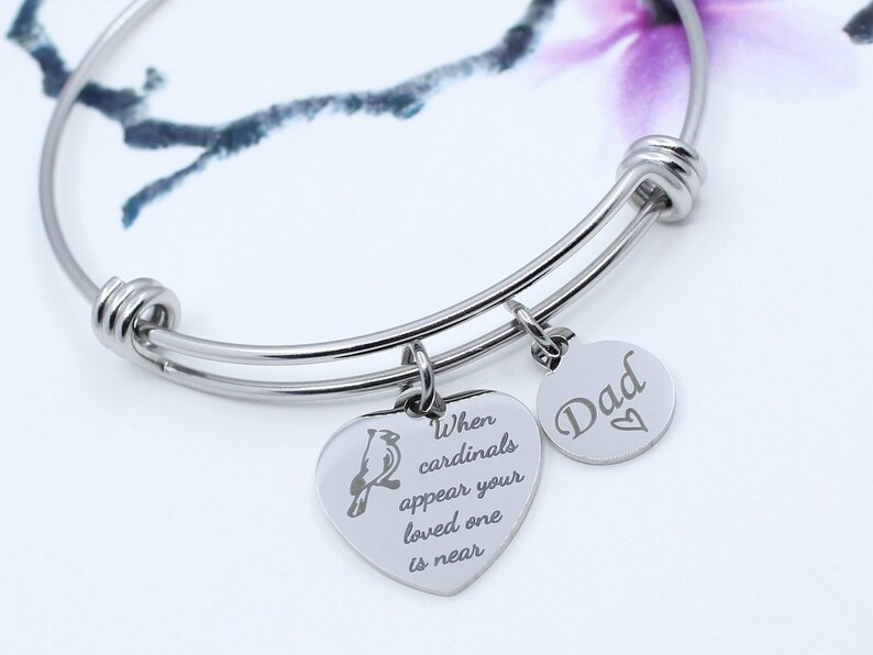 Cardinals Appear When Angels Are Near Memorial Charm Bracelet Expandable Stainless Steel Cardinals Appear When Angels Are Near Memorial Charm Bracelet Expandable Stainless Steel