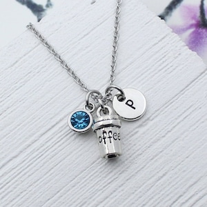 Personalized Coffee Charms Necklace, Latte Charm Jewelry, Coffee Lover Gift, Starbucks Coffee Gifts
