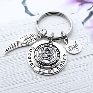 Memorial Military Keychain, Sympathy US Army, Air Force, Navy, Marine Corps, Coast Guard Charm Key Chain, Sympathy Accessory