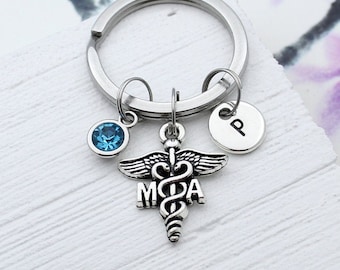 Personalized Medical Assistant Charm Keychain, Personalized MA Charm Gift, MA Accessory, Graduation Gift, Keyring for Medical Assistant