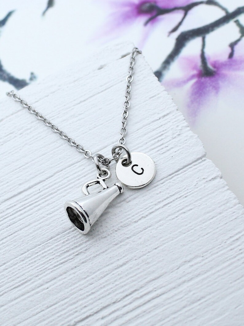 Cheerleader Charm Necklace Megaphone Charm Necklace Etsy