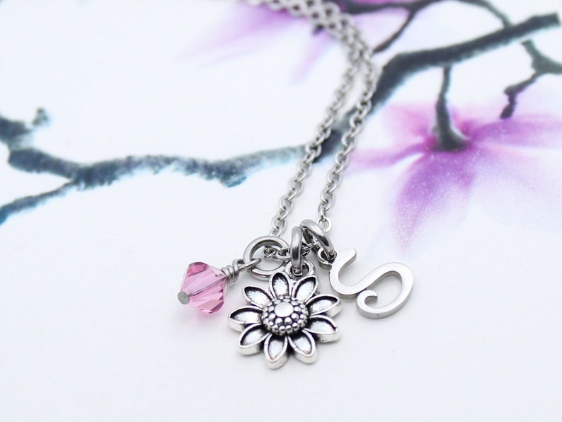 Accessory Daisy Necklace Best Friend Gift Personalized Daisy Charm Necklace Gardening Gift Daisy Flower Jewelry Birthday Gift