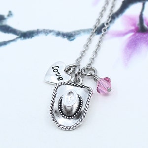 Cowgirl Necklace, Personalized Cowgirl, Cowgirl Charm Jewelry, Country Girl Jewelry, Country Girl Gift, Cowgirl Gift, Swarovski Birthstone