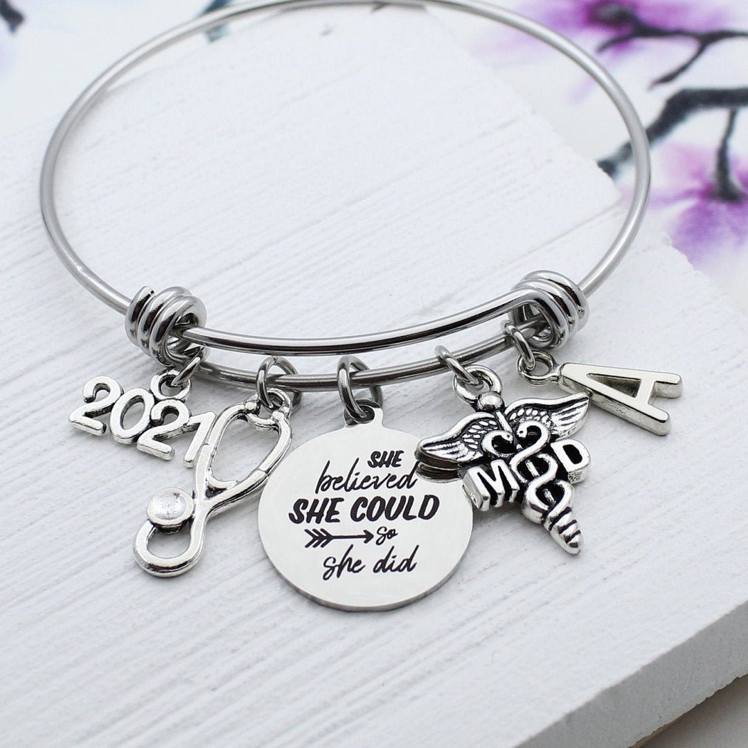 "This Doc Rocks" Expandable Bracelet - Medical Jewelry Gift For Doctors & Graduates