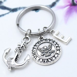 US Navy Keychain, Navy Anchor Charm Key Chain, Personalized Navy Accessory, Military Keyring, US Navy Gift, Veterans Day Gift, Anchor Charm