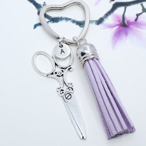 Hairstylist Keychain, Personalized Hairdresser Charm Key Chain, Cosmetology Gift Idea for Hair Stylist, Seamstress Accessory Jewelry