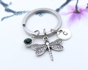 Dragonfly Keychain, Dragonfly Charm Key Chain, Insect Accessory, Bug Charm Keyring, Girl Friend Gift, Women's Gift, Personalized Gift