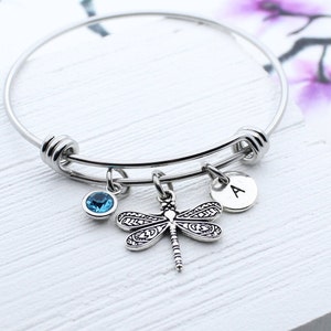 Dragonfly Bracelet, Dragonfly Charm Bangle Bracelet, Insect Jewelry, Bug Charm, Personalized Gift, Dragonfly Gift, Girl Friend Gift