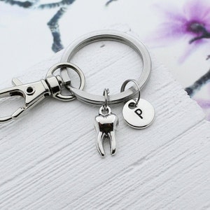 Dental Keychain, Personalized Dental Charm Key Chain, Dental Hygienist Accessory, Gift for Dental Assistant, Tooth Charm Keyring