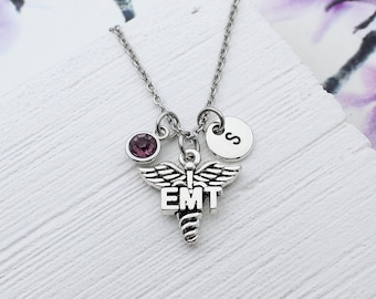 Personalized EMT Charm Necklace, Emergency Medical Technician Charm Jewelry, Nurse Charm Accessory, Gift for EMT, Emt Graduation Gift