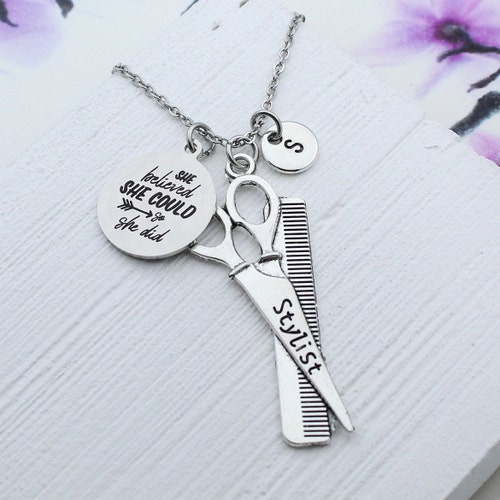 Gift Hair Stylist Hairstylist Cosmetologist Jewelry Engraved Etsy