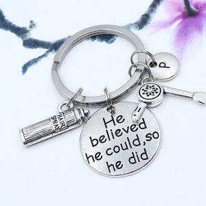 Cosmetology Graduation Gift Idea for Hair Stylist, Personalized Hairstylist Keychain for Him, Hair Dryer Charm Key Chain Accessory