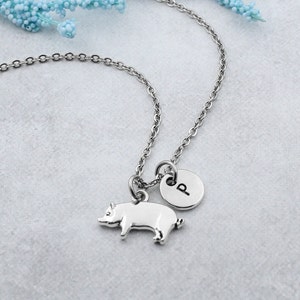 Collar de cerdo de granjero, collar con dije de cerdo personalizado, joyería con dije de cerdo, regalo para granjero