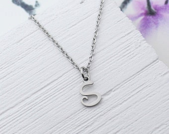 Initial Letter Charm Necklace, Personalized Jewelry, Alphabet Charm Necklace, Stainless Steel Letter Jewelry, Alphabet Accessory Gift