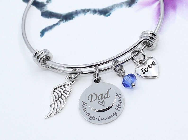 Son Daughter Charm Jewelry Grandma Mom Memorial Bracelet Gift for Loss Sister Grandpa Dad Brother Sympathy Charm Bangle Bracelet