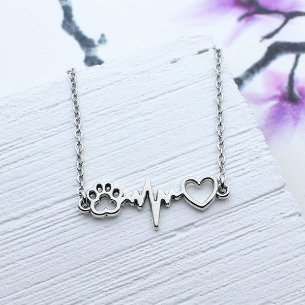 Veterinarian Charm Jewelry, Vet Tech Charm Necklace, Gift for Veterinarian, Animal Lover Gift, Animal Gifts, Paw Print, ECG Heartbeat Charm