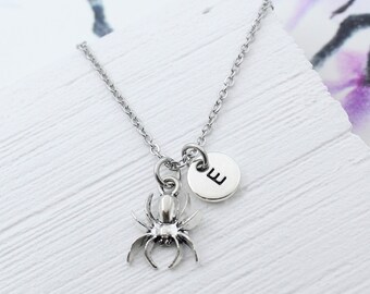 Spider Charm Necklace, Personalized Halloween Charms Accessory, Spider Necklace, Spider Jewelry, Monogram, Spider Gift, Insect Necklace