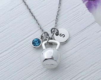 Personalized Kettlebell Necklace, Bodybuilding, Fitness Gifts, Weight Lifting Gift, Dumbbell Charm, Workout Keychain, Weight Loss Gift