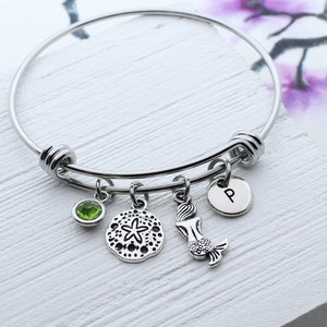 Personalized Mermaid Charm Bangle Bracelet, Mermaid Charm Jewelry, Themed Ocean Mermaid Gifts, Mermaid Lover, Mermaid Accessory