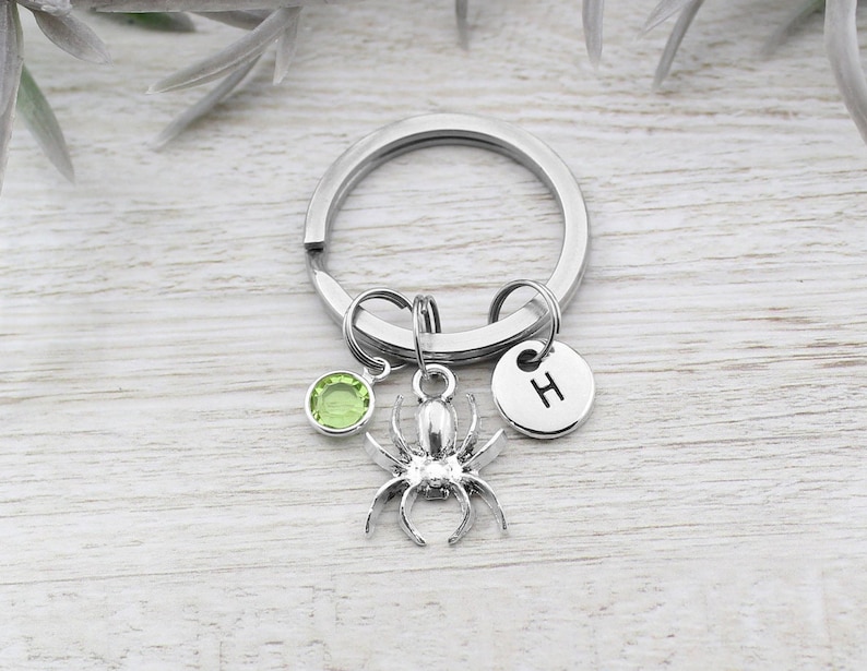 Spider Keychain, Personalized Spider Charm Key Chain, Halloween ...