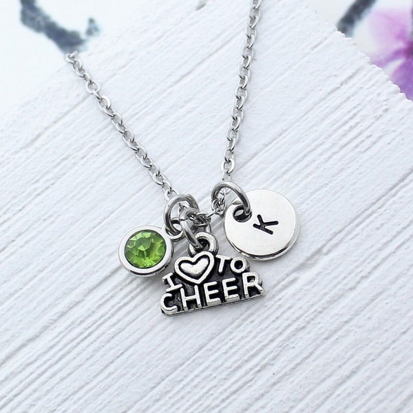 Cheerleader Necklace, I Love to Cheer Charm Jewelry, Megaphone Charm Necklace, Personalized Cheerleader Gift, Gift for Cheerleader