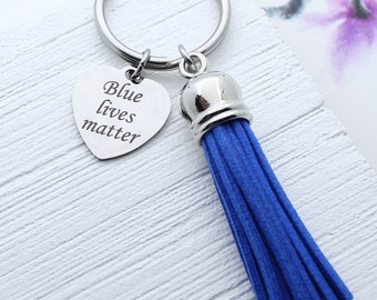 Blue Lives Matter Keychain, Police Officer Gift, Gift for Police Women, Police Woman, Gift for Police Wife, Thin Blue Line, Police Accessory