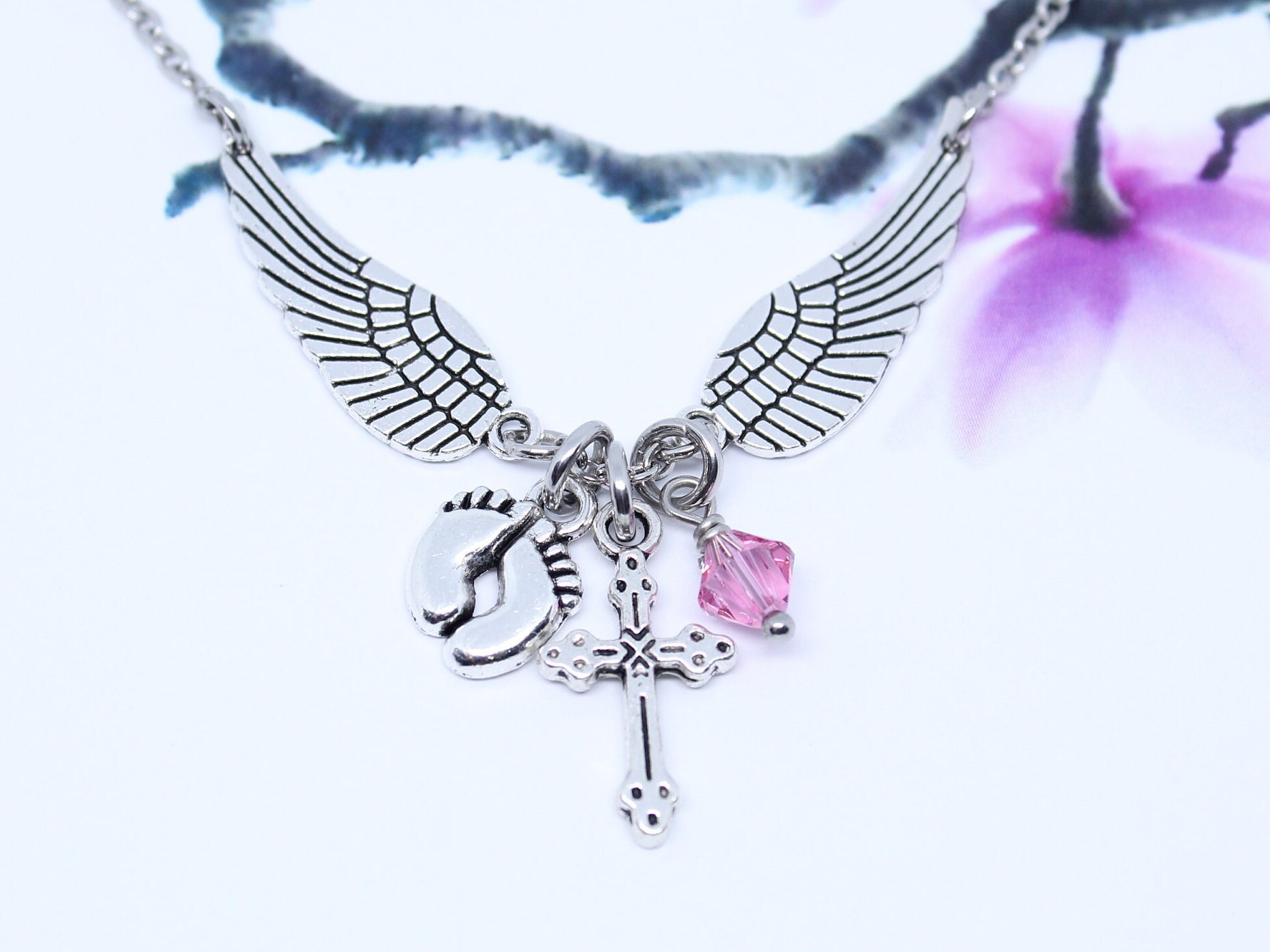 Collana Con Ali D'Angelo Per Ricordo In Acciaio Inox - Regalo Per Perdita Bambino, Aborto Spontaneo O Lutto - 2
