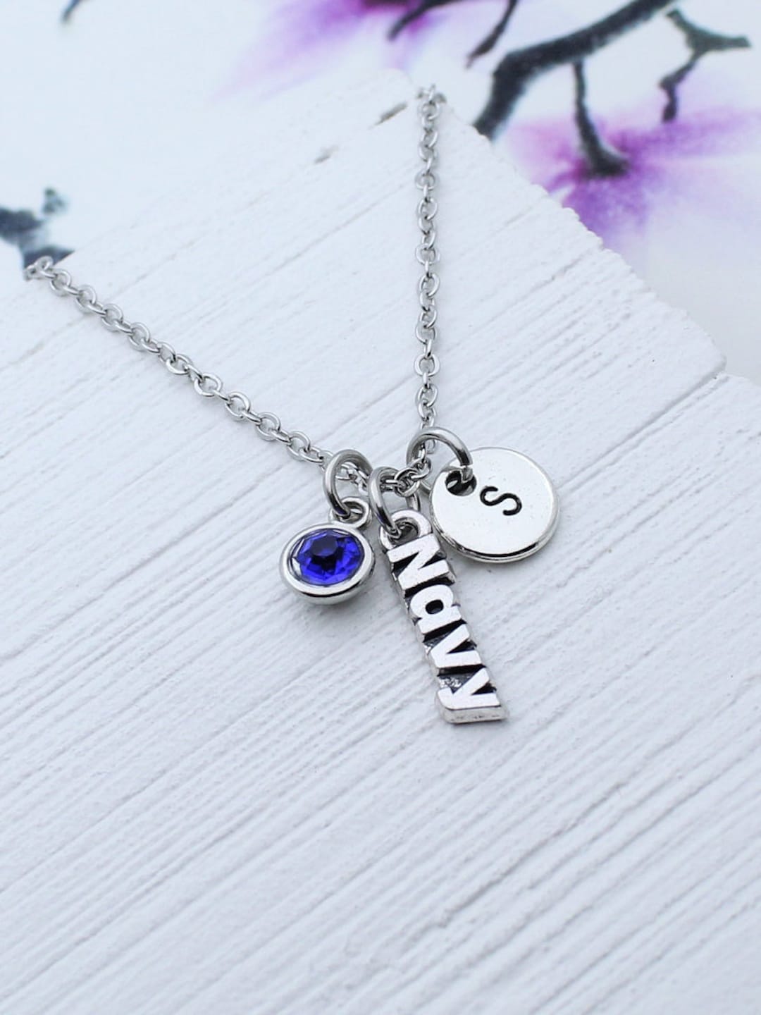 US Navy Charm Necklace Personalized US Navy Charm Jewelry Etsy