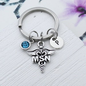 Gepersonaliseerde MSN Charm Sleutelhanger, Master Science Nursing Charm Sieraden, Nurse Charm Accessoire, MSN Afstudeercadeau, Cadeau voor MSN, Doctor Gift