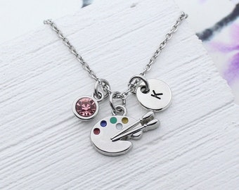 Personalisierte Künstler Palette Charm Halskette, Paint Palette Schmuck, Künstler Charm Accessoire, Künstler Geschenke, Kunstlehrer Geschenk, Maler Palette