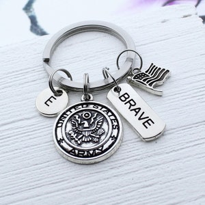 US Army Keychain, Gift for Army, Gift for Veteran, Military Gift, Veterans Day, American Flag Accessory, Army Keyring, Army Charm Key Chain
