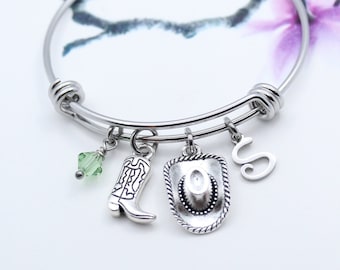 Cowgirl Armband, personalisiertes Cowgirl Charm Armreif Armband, Cowgirl Schmuck, Country Girl Geschenk, Cowgirl Geschenk, Geschenk für Cowgirl
