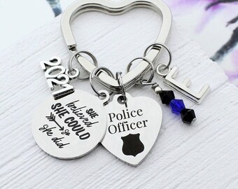 Police Officer Graduation Gift, Personalized Police Enforcement Charm Keychain, Police Charm Accessory, Police Women Gift, Police Keyring