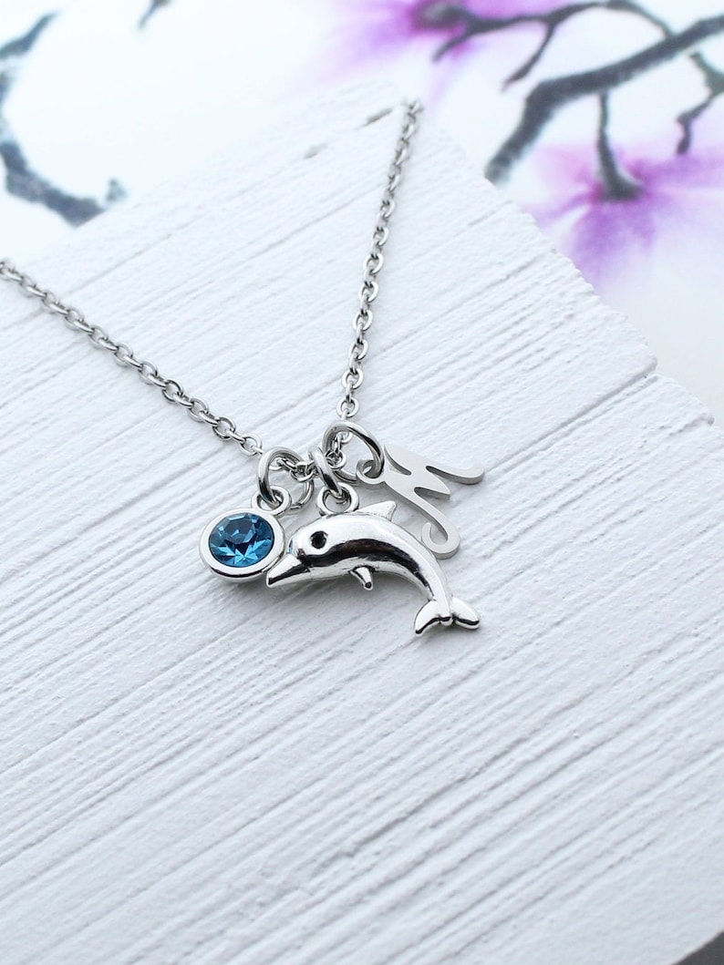 Dolphin Necklace Personalized Dolphin Charm Necklace Dolphin Etsy