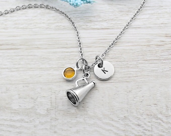 Collier porte-voix, collier à breloques pom-pom girl, bijoux de pom-pom girl personnalisés, cadeau pour équipe de pom-pom girls, amateur de pom-pom girls