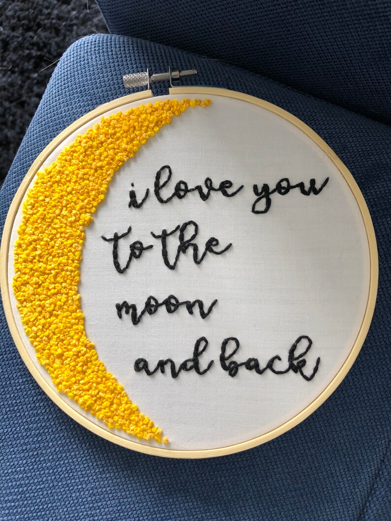 Download I love you to the moon embroidery hoop art | Etsy