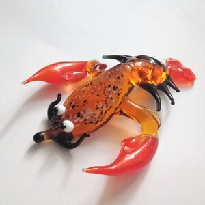 ArtGlass Gift Glass Figurine  Lampworking Color glass  Cute Lobster Sculpture Collectible  Handmade Miniature